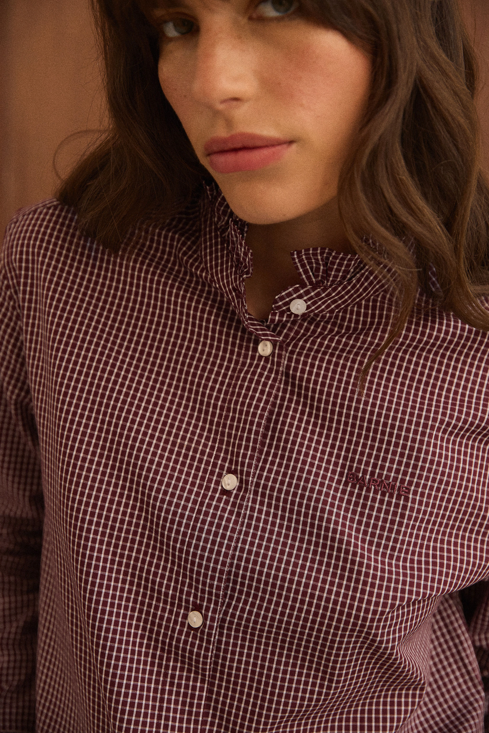 Chemise Jasmine carreaux bordeaux