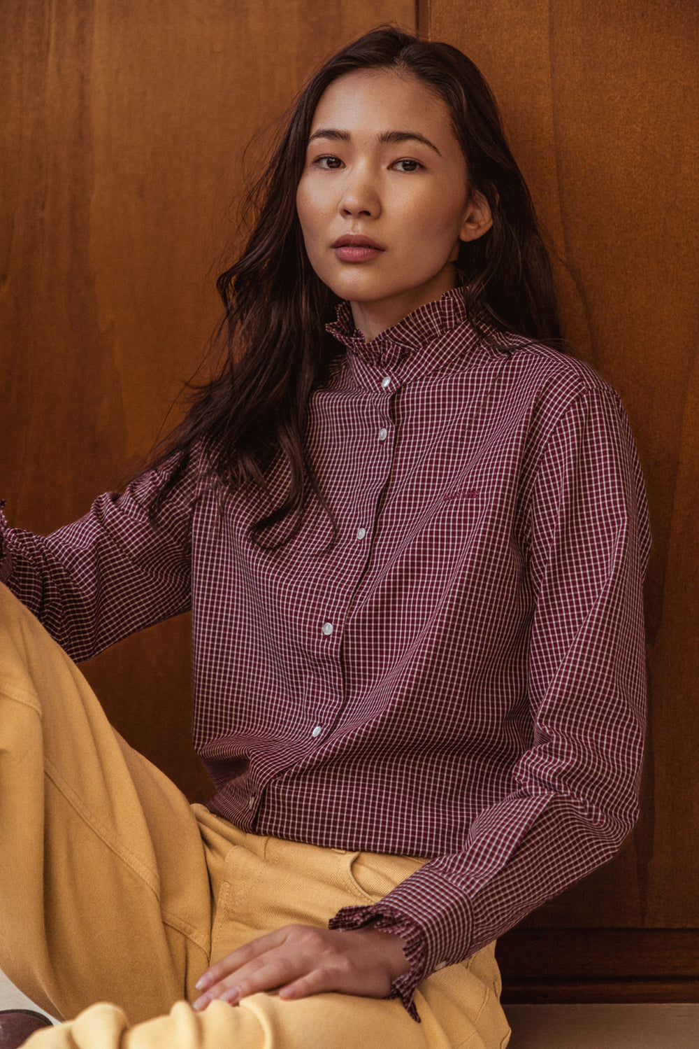 Chemise Jasmine carreaux bordeaux