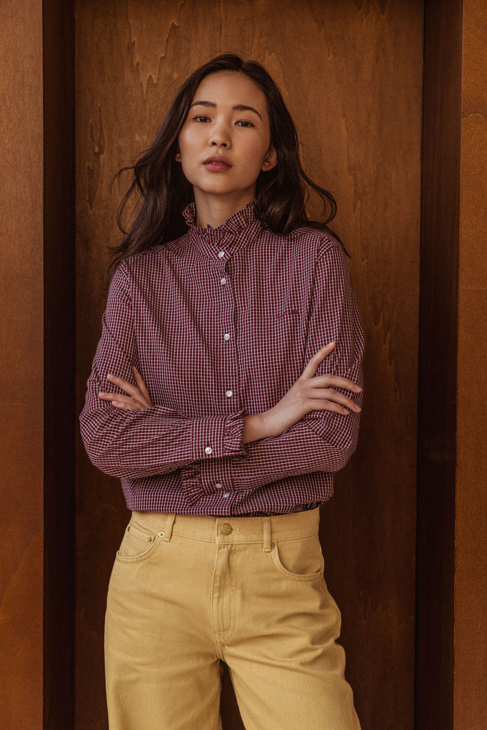 Chemise Jasmine carreaux bordeaux