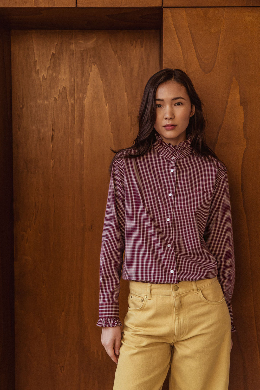 Chemise Jasmine carreaux bordeaux