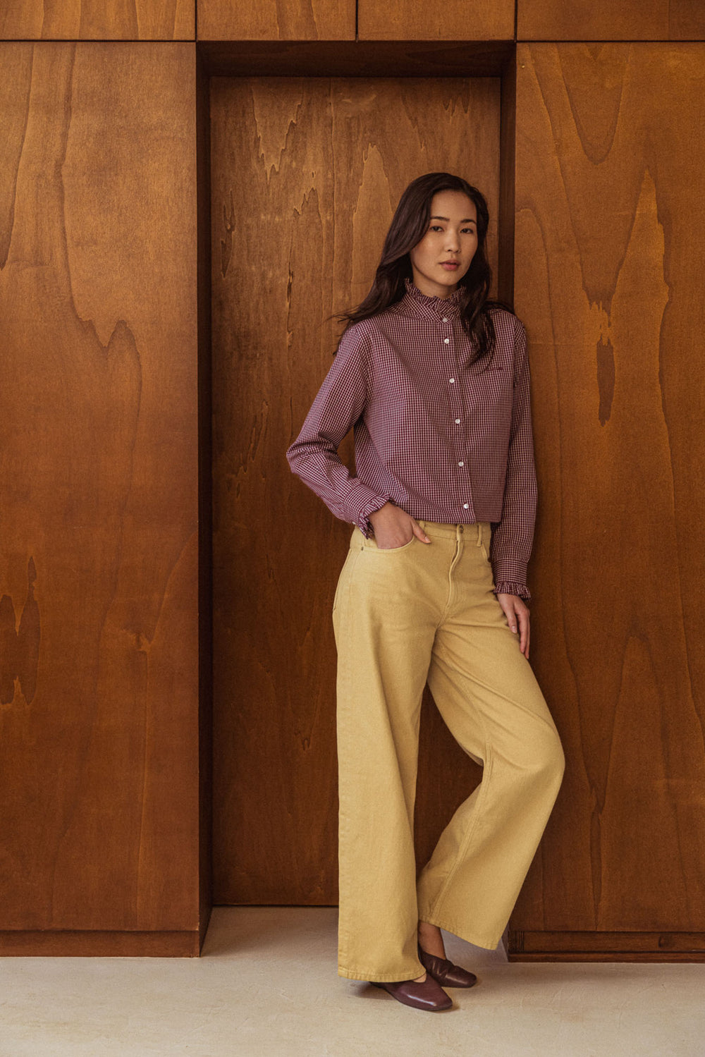 Chemise Jasmine carreaux bordeaux