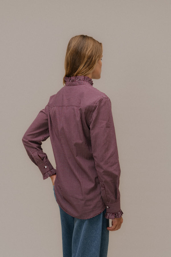 Chemise Jasmine carreaux bordeaux