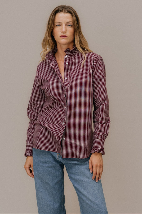 Chemise Jasmine carreaux bordeaux