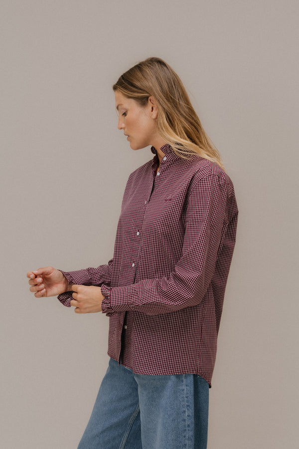 Chemise Jasmine carreaux bordeaux