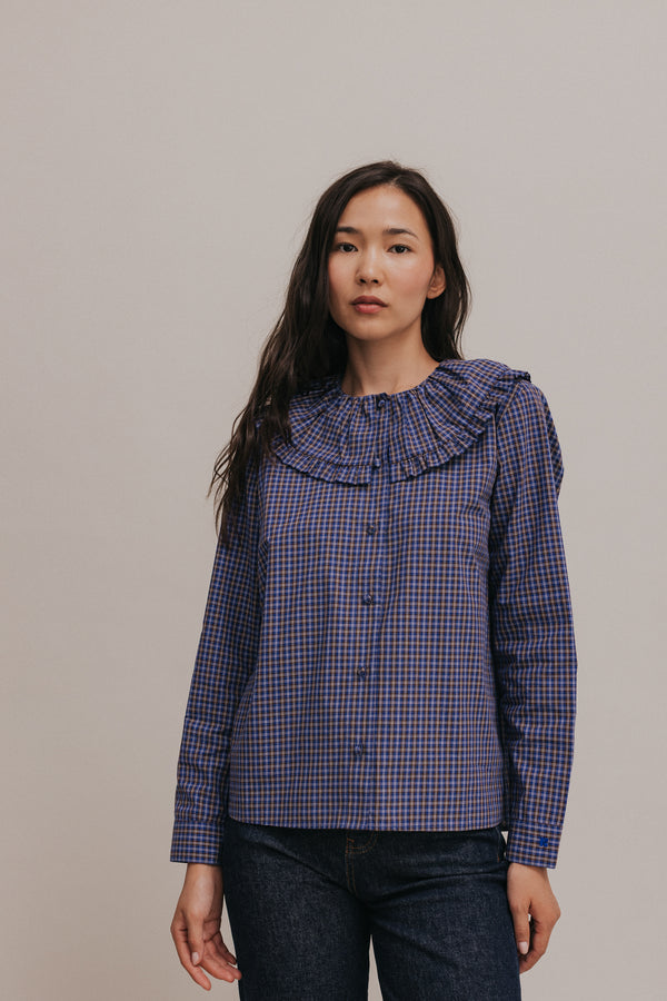 Laura blue checked shirt