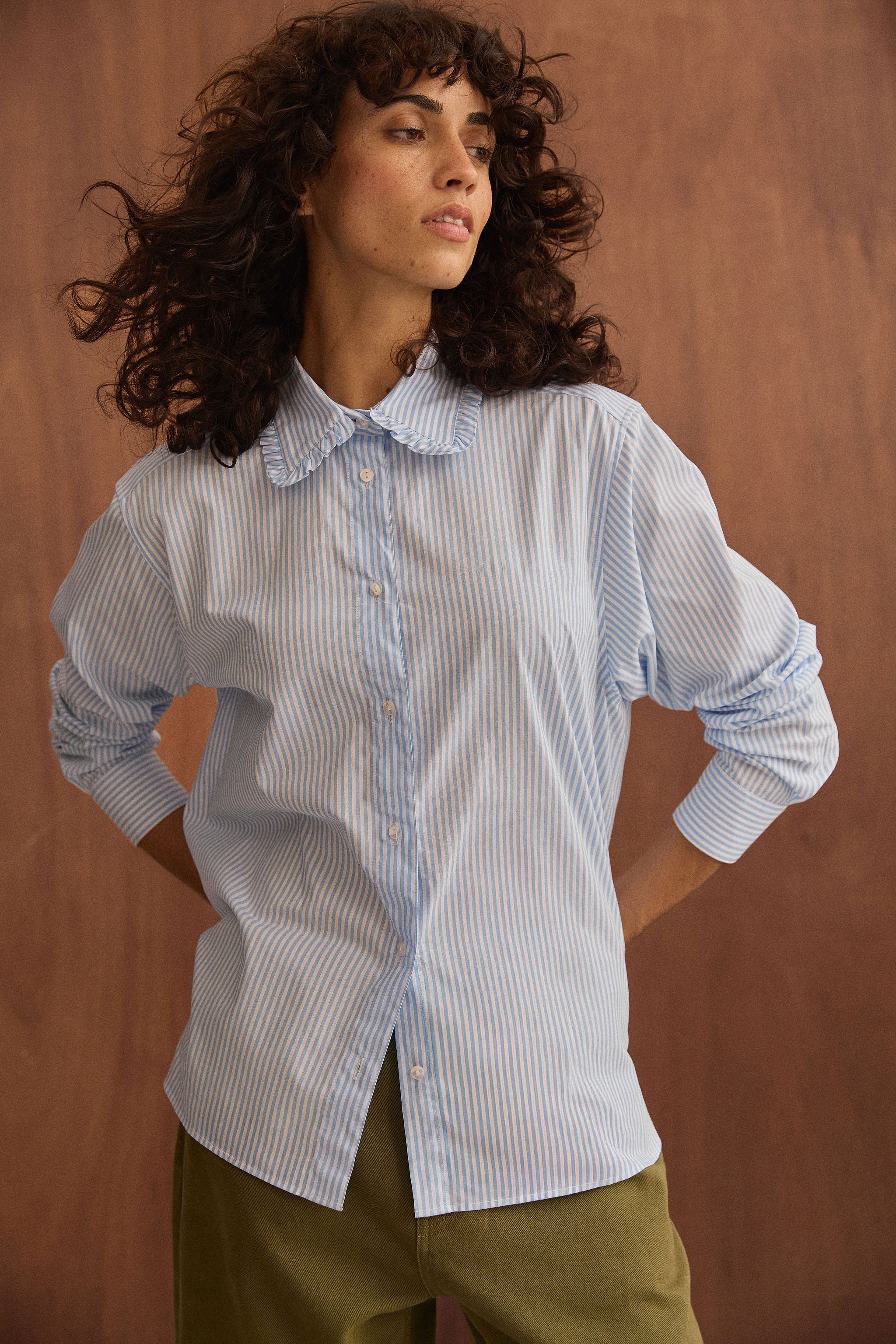 Chemise Maria rayures bleu ciel