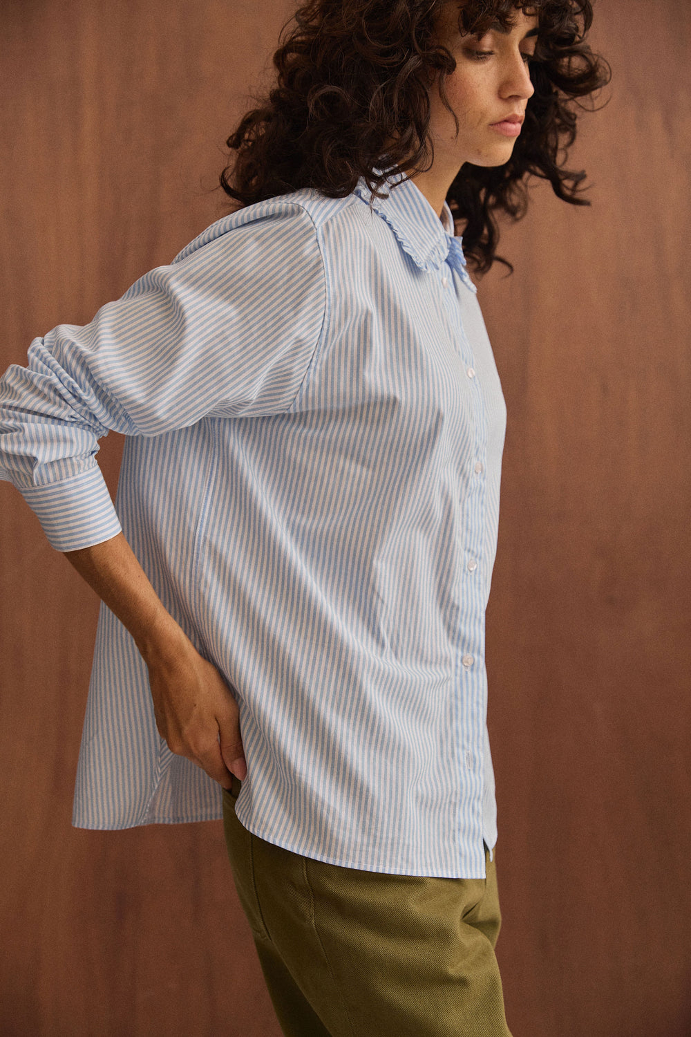 Chemise Maria rayures bleu ciel