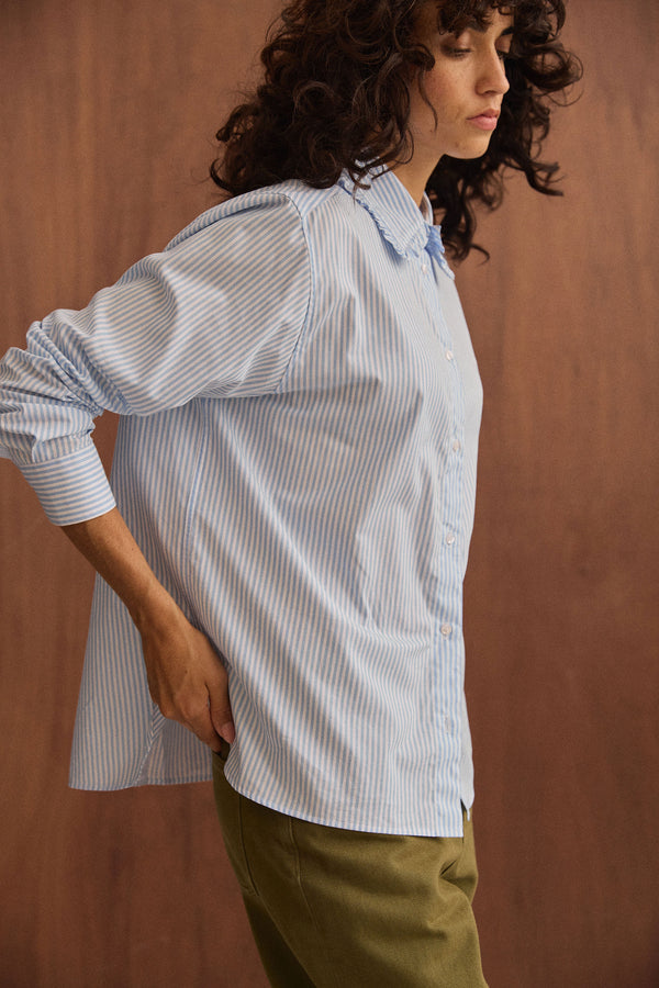 Chemise Maria rayures bleu ciel