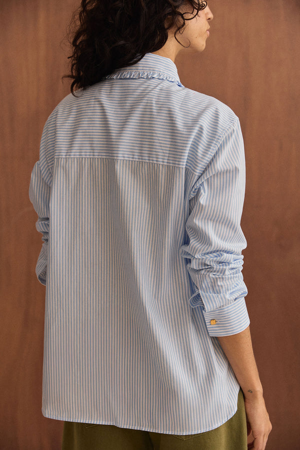 Chemise Maria rayures bleu ciel