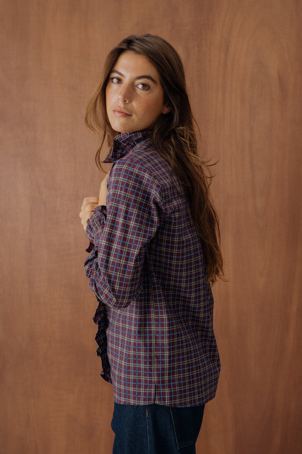 Chemise Marilou carreaux bordeaux