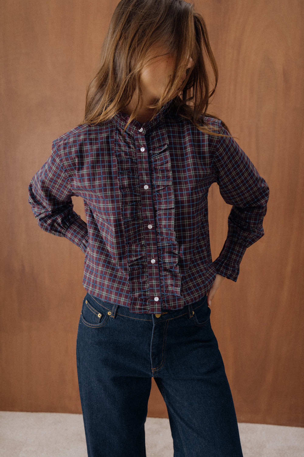 Chemise Marilou carreaux bordeaux