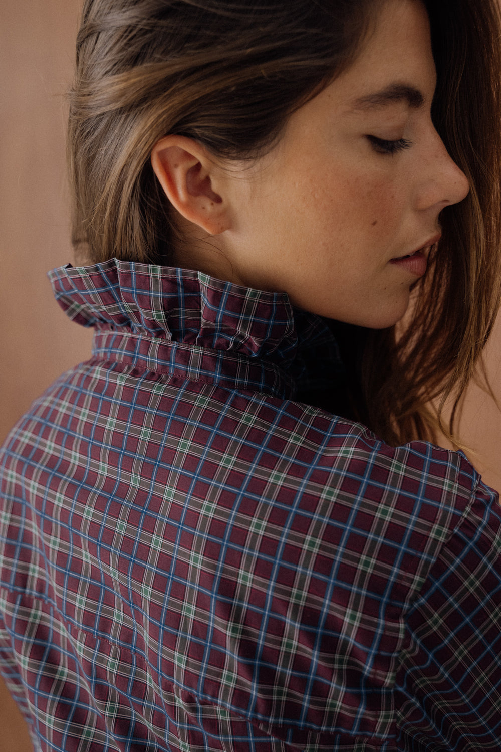 Chemise Marilou carreaux bordeaux