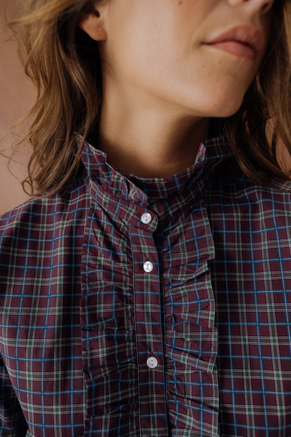 Chemise Marilou carreaux bordeaux