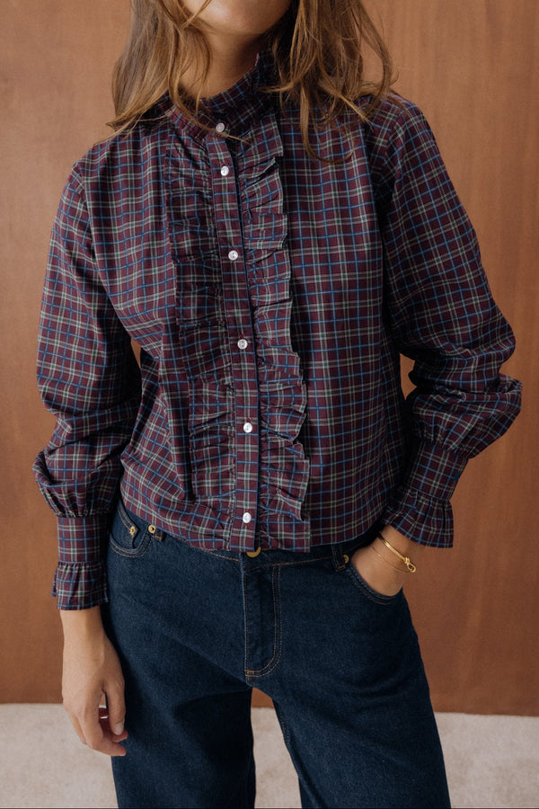 Chemise Marilou carreaux bordeaux