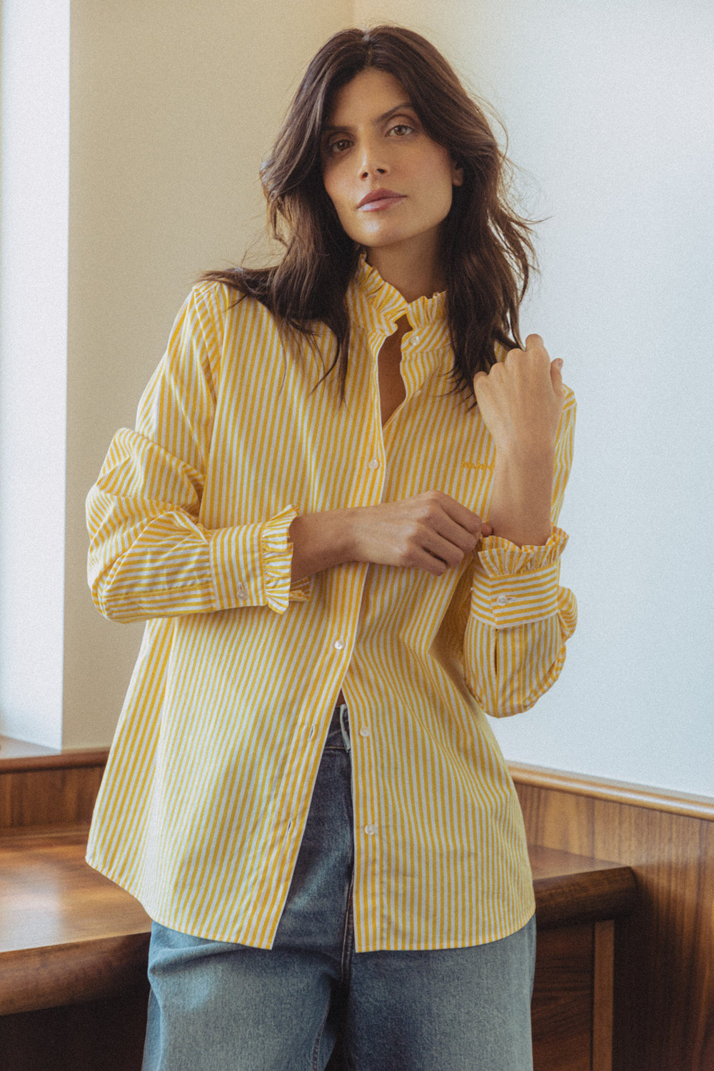 Jasmine yellow stripes shirt