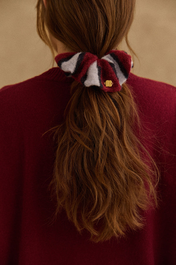 Chouchou Mila bordeaux bleu ciel
