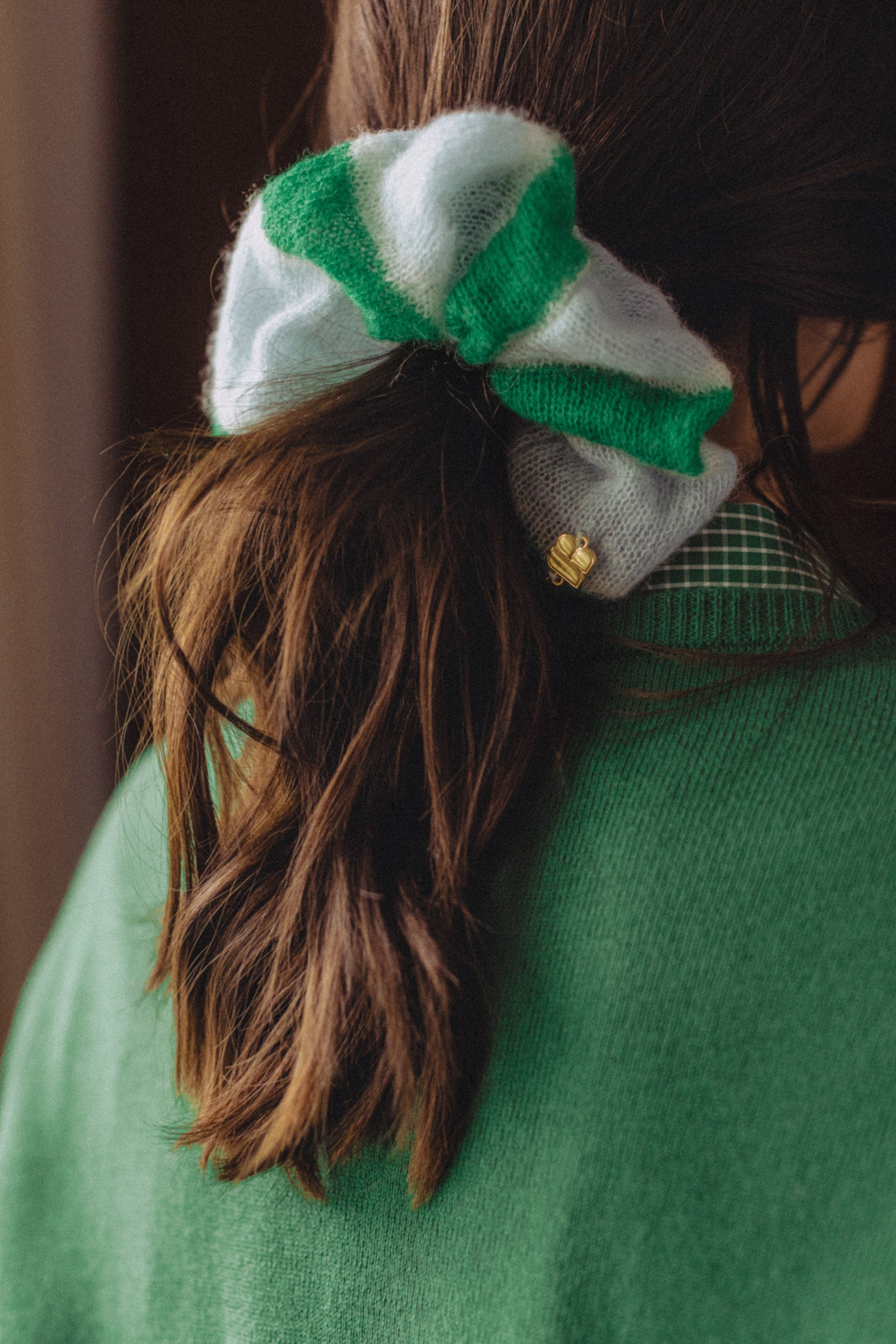 Chouchou Mila rayures vertes