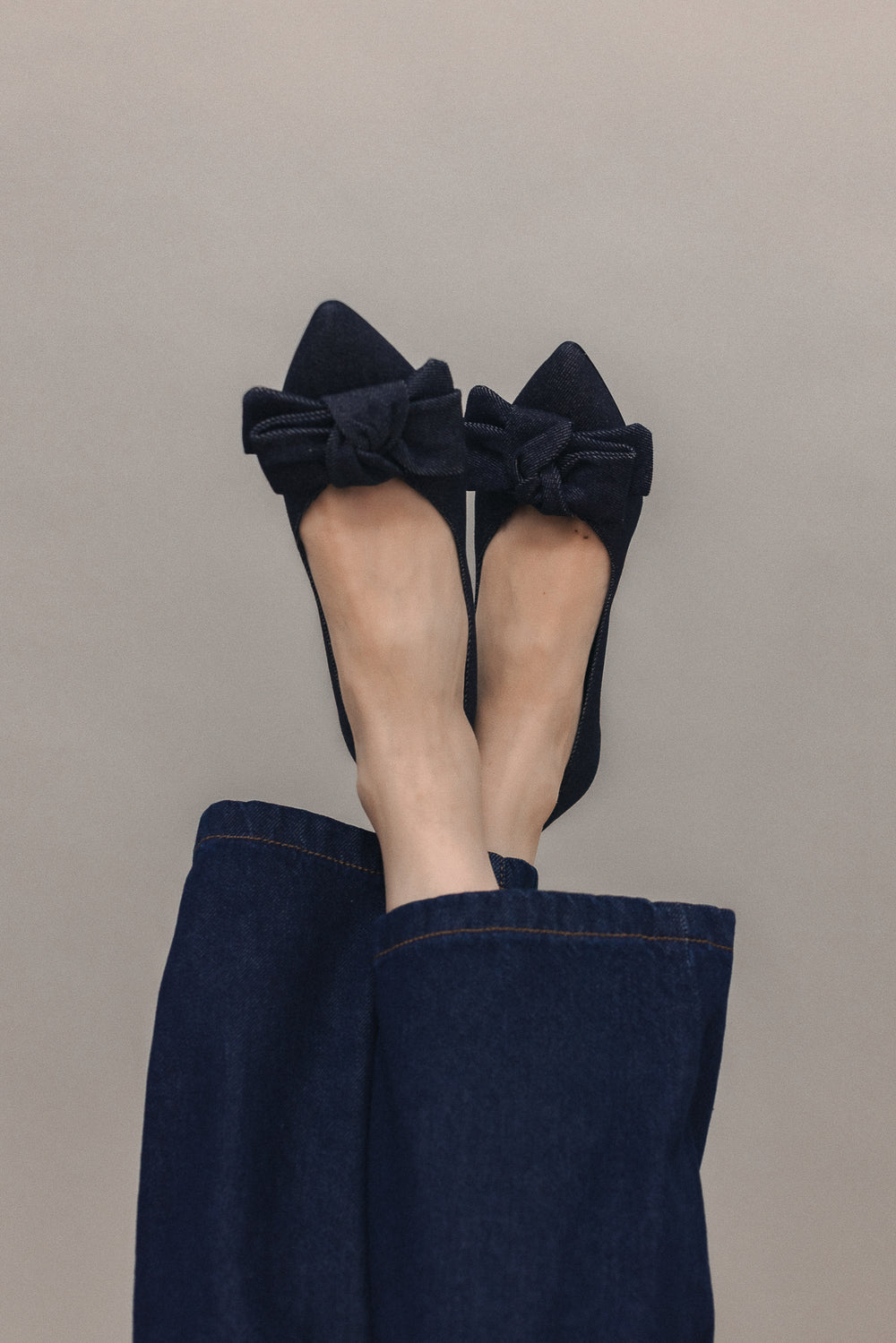 Phoebe dark blue denim heels