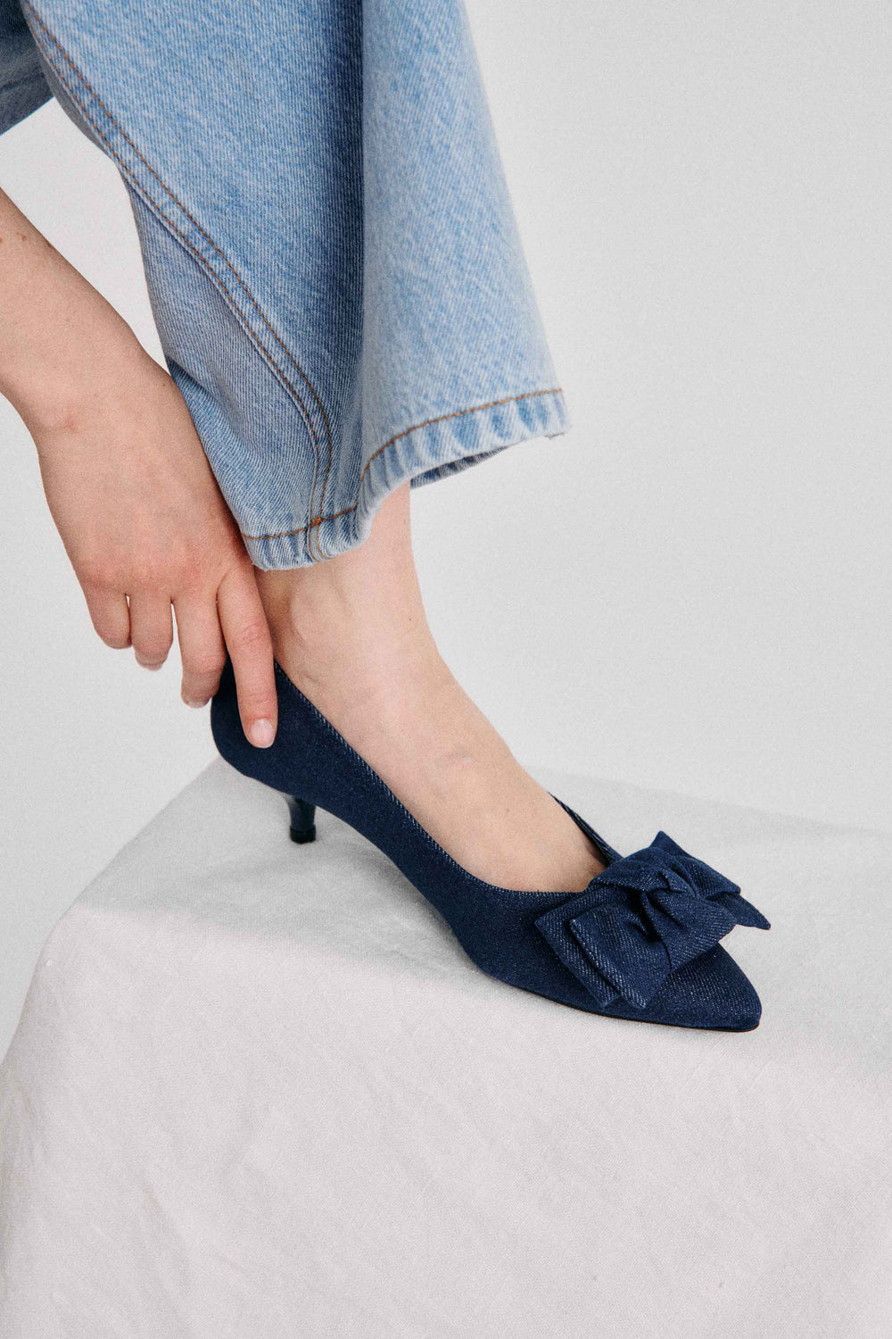 Escarpins en denim bleu foncé Phoebe 1