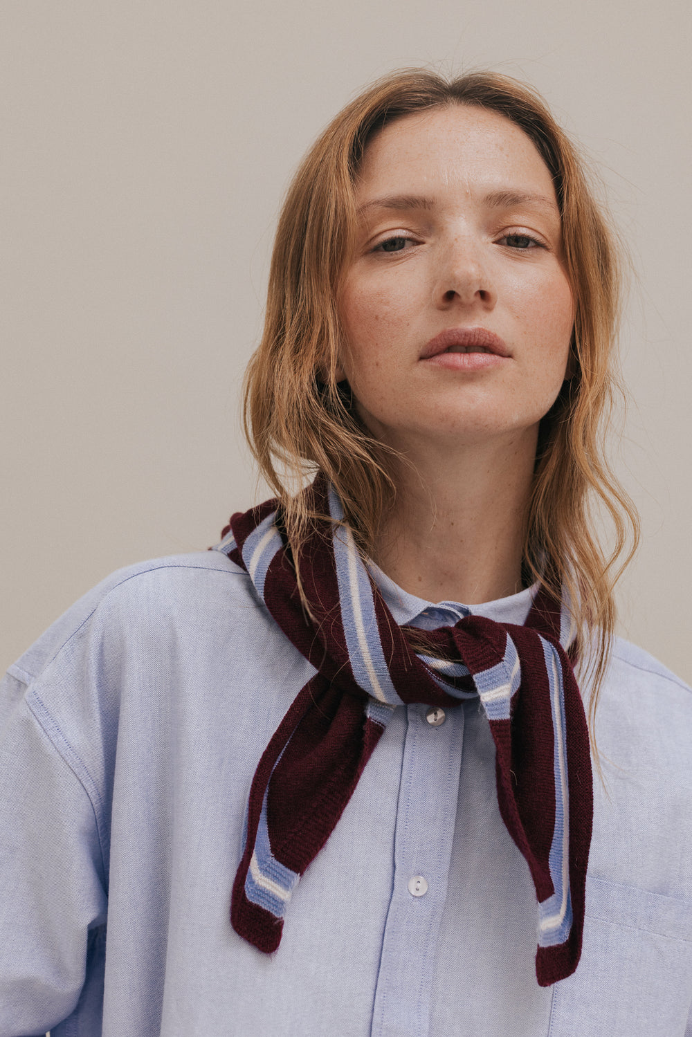 Foulard Charly rayures bordeaux