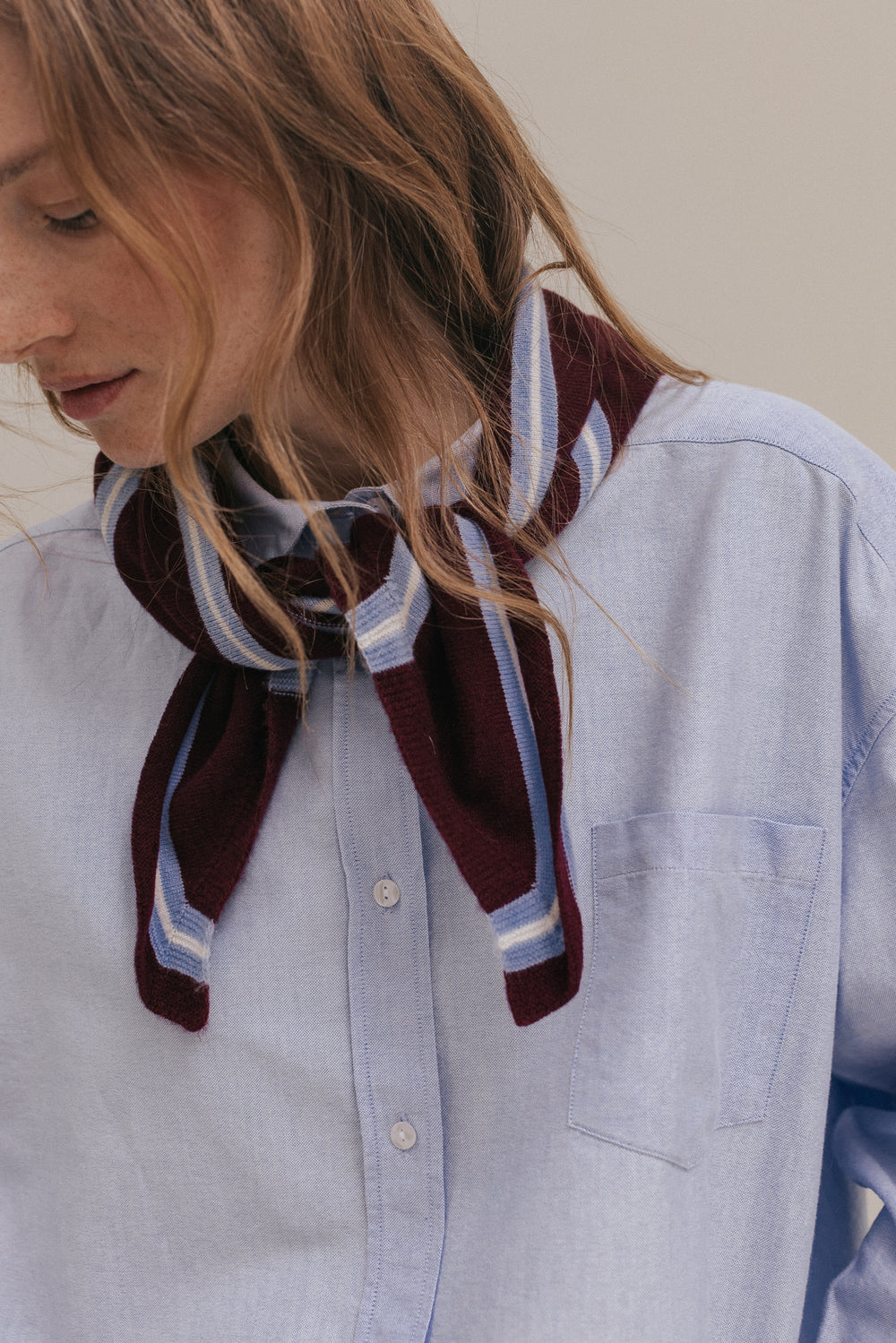 Foulard Charly rayures bordeaux