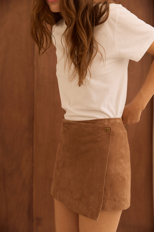 Jupe Camille camel en daim 