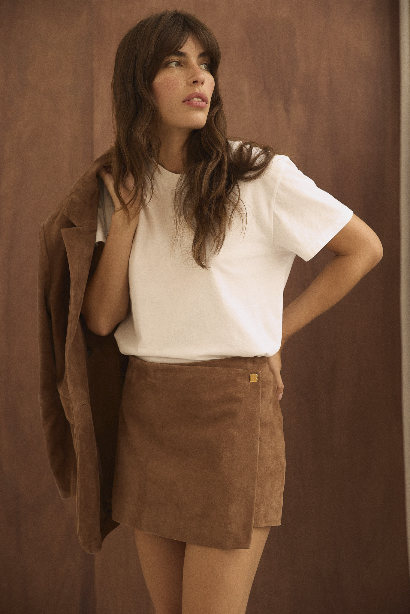Jupe Camille camel en daim 