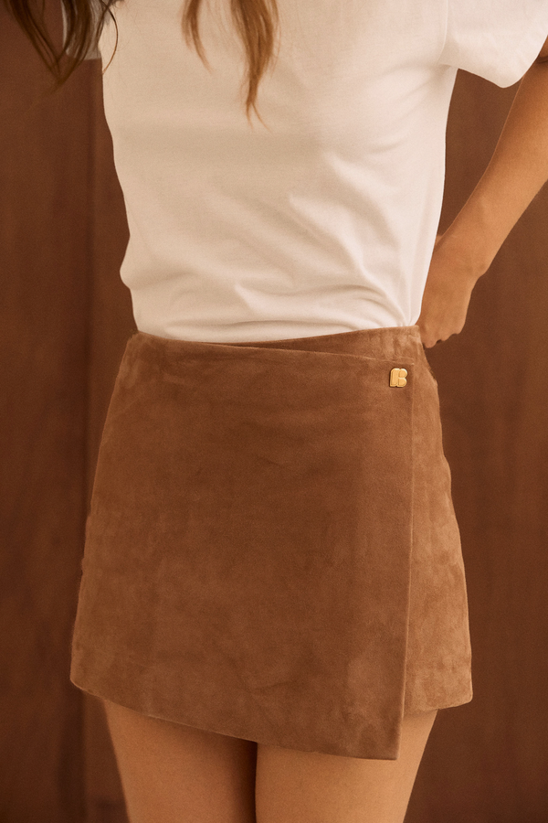 Jupe Camille camel en daim 