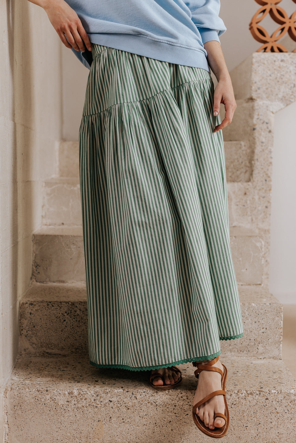 Skirt Elise green stripes