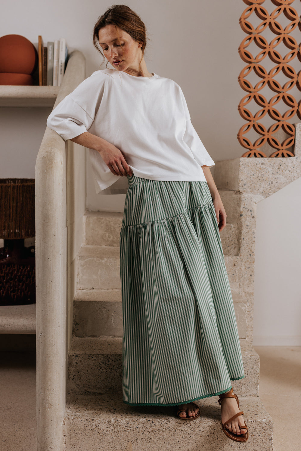 Skirt Elise green stripes