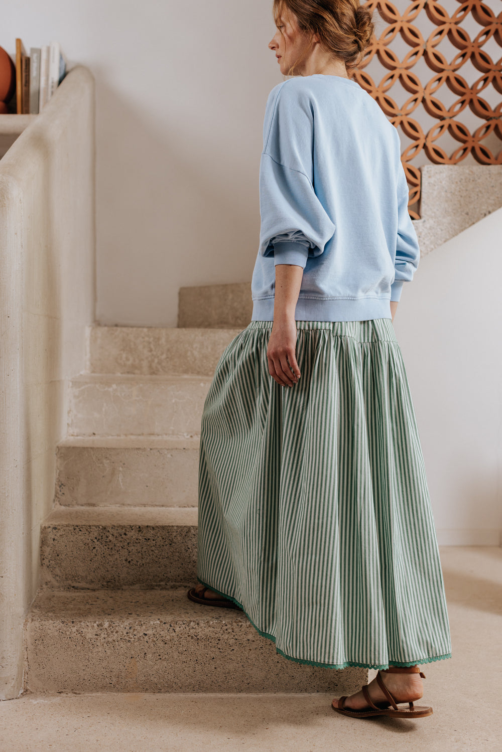 Skirt Elise green stripes