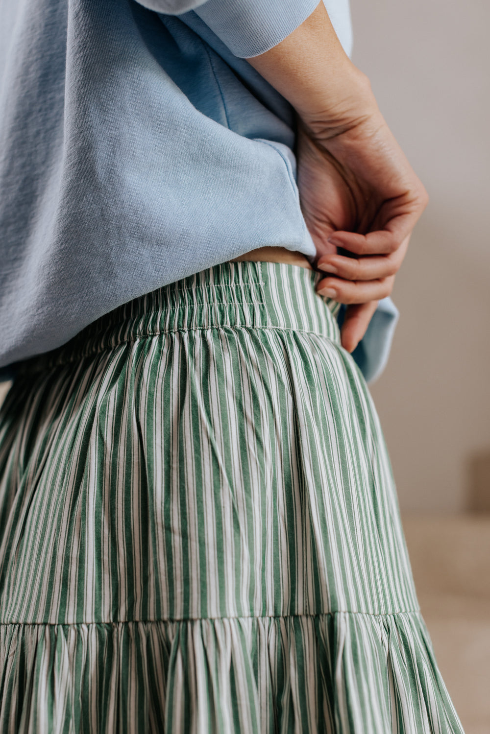 Elise green stripes skirt