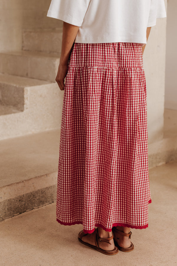 Elise red Gingham skirt