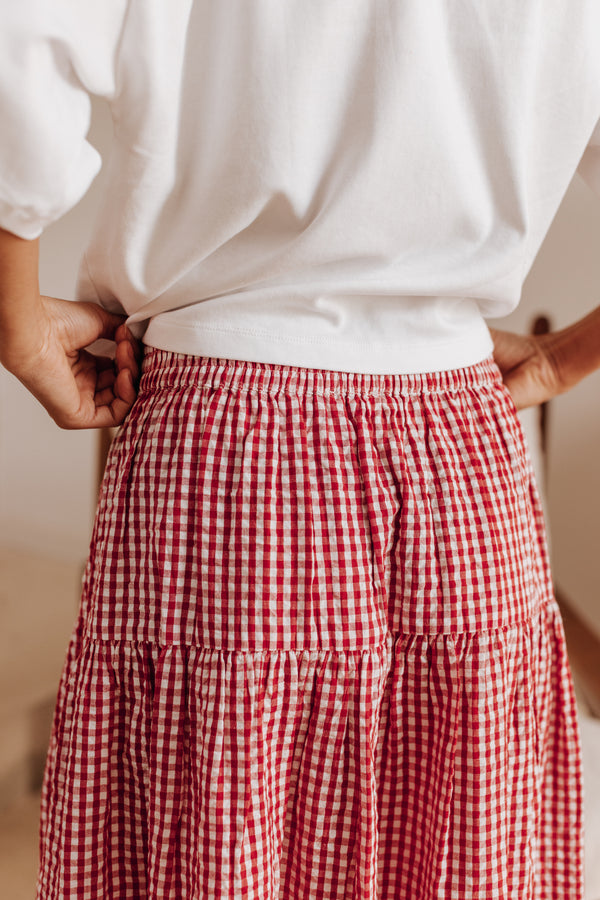 Elise red gingham skirt