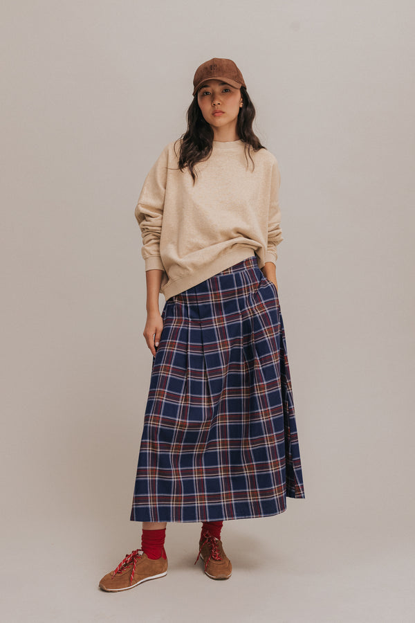 Poppy navy checked skirt
