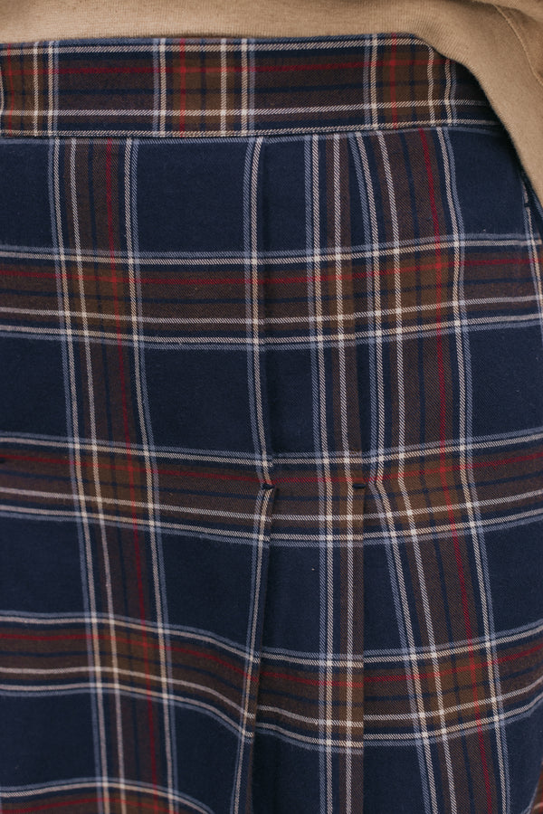 Poppy navy checked skirt