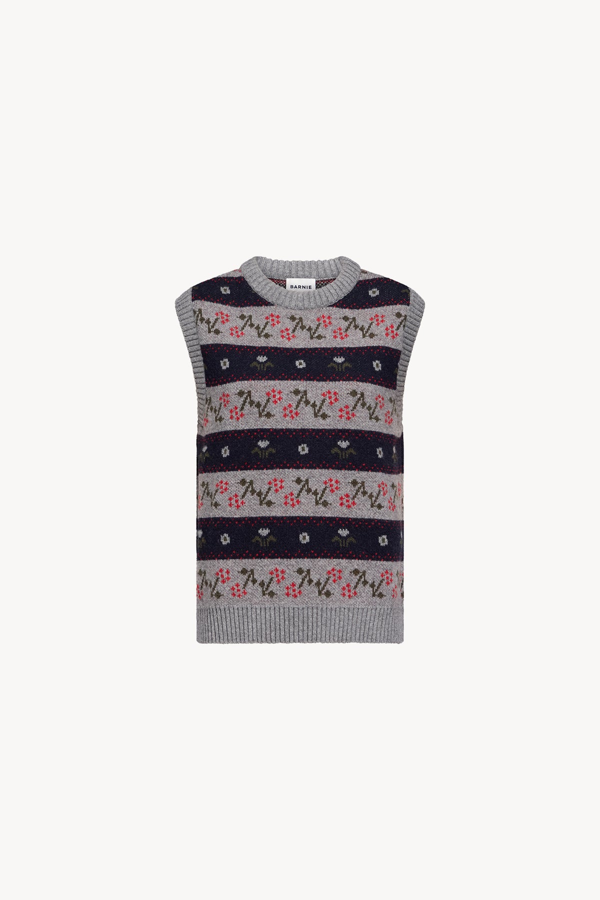 Pull sans manches Anne jacquard fleurs