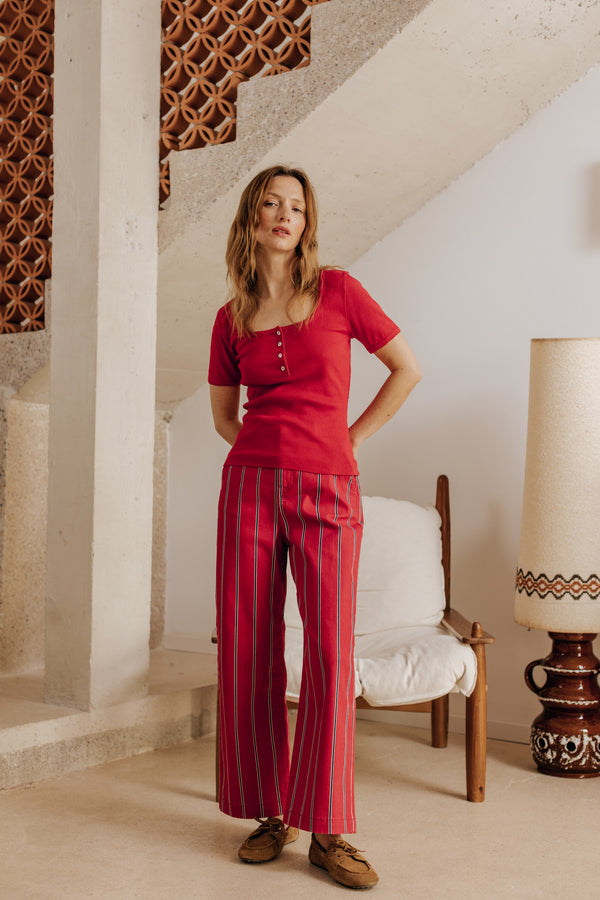 Tommy red striped trousers