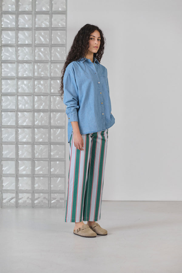 Pantalon Tommy rayures vertes 2