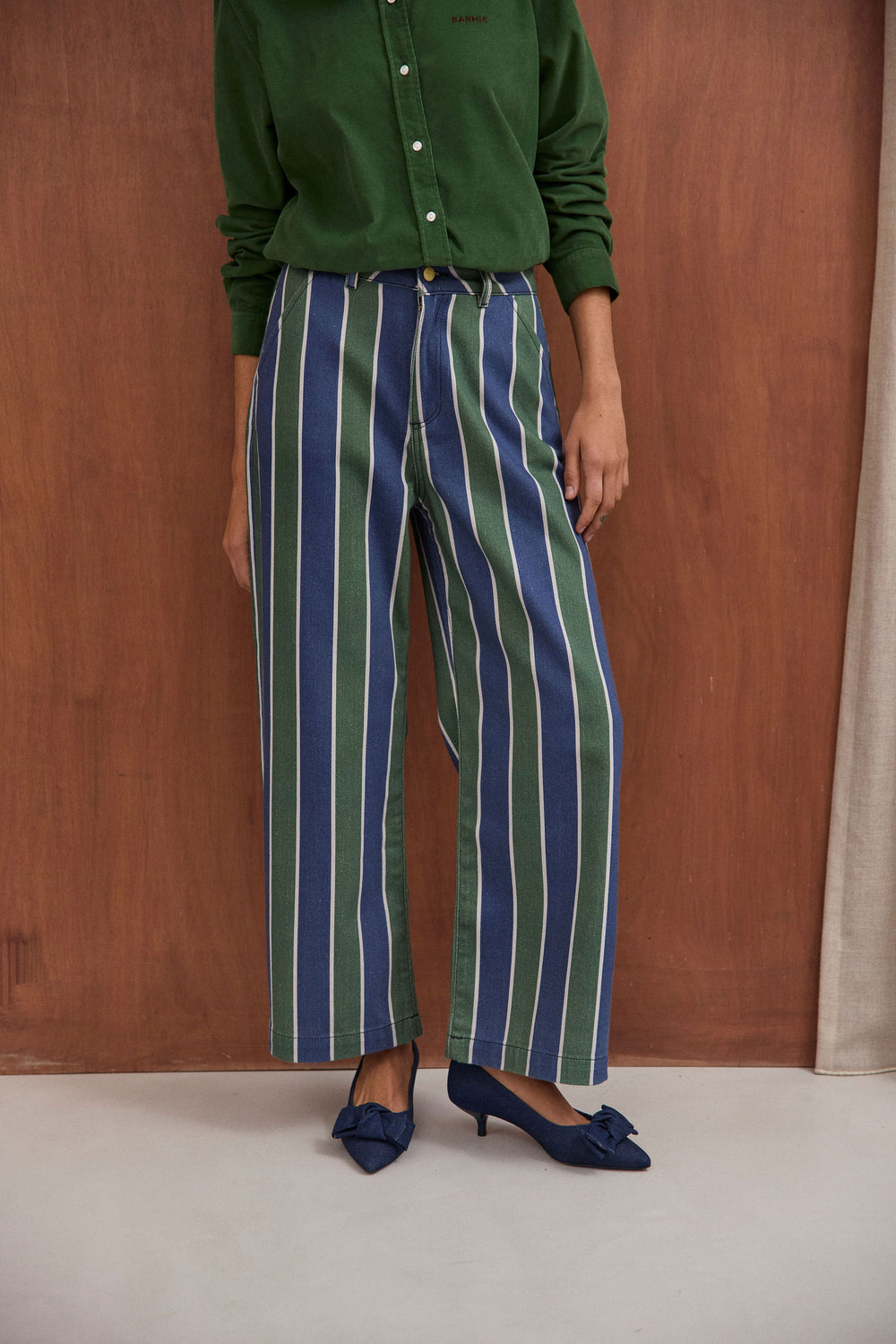 Pantalon Tommy rayures vertes