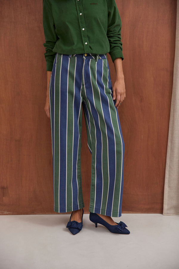 Pantalon Tommy rayures vertes