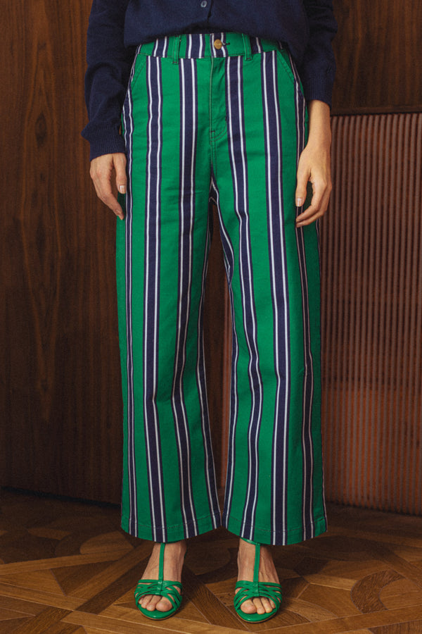 Pantalon Tommy rayures vertes 