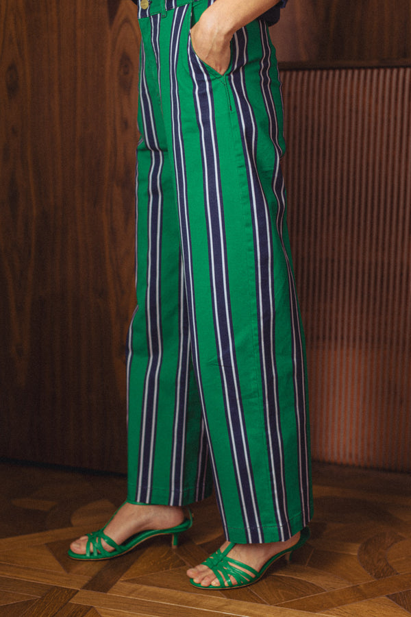 Pantalon Tommy rayures vertes 