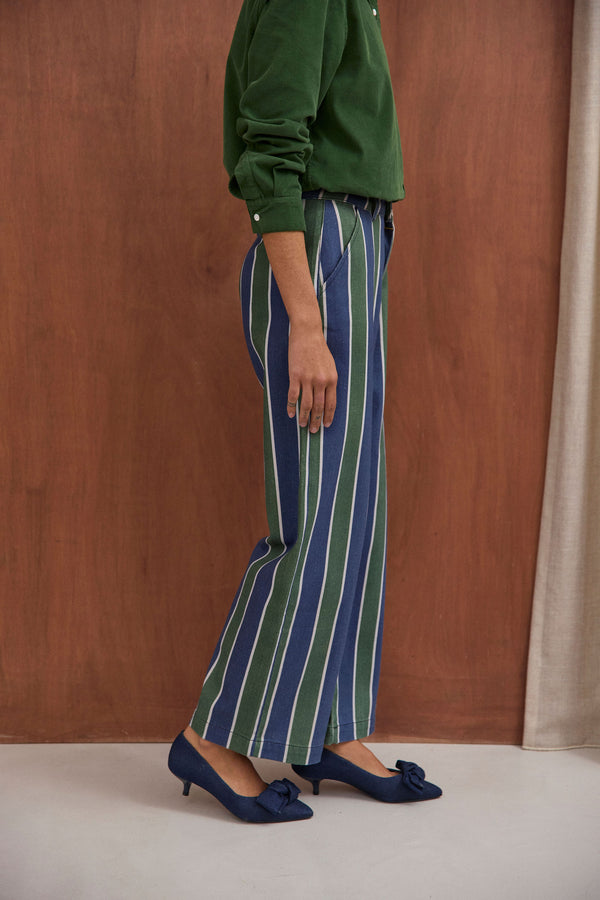 Pantalon Tommy rayures vertes