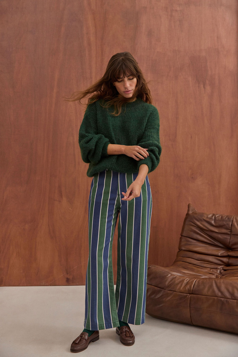 Pantalon Tommy rayures vertes