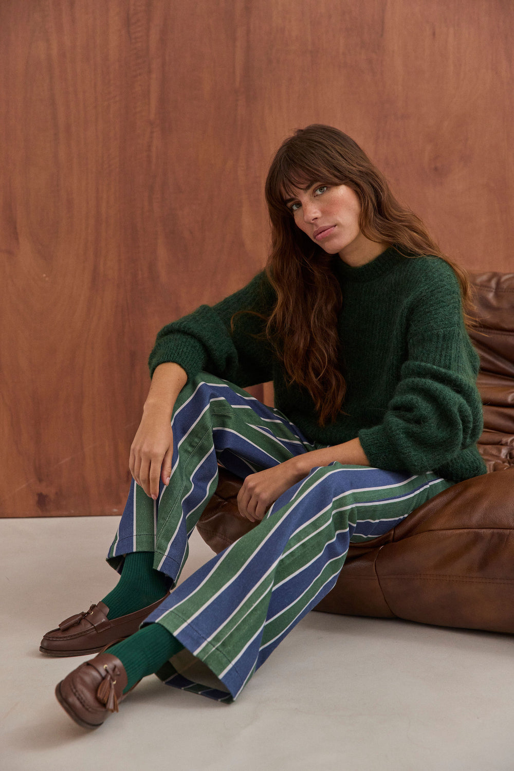 Pantalon Tommy rayures vertes