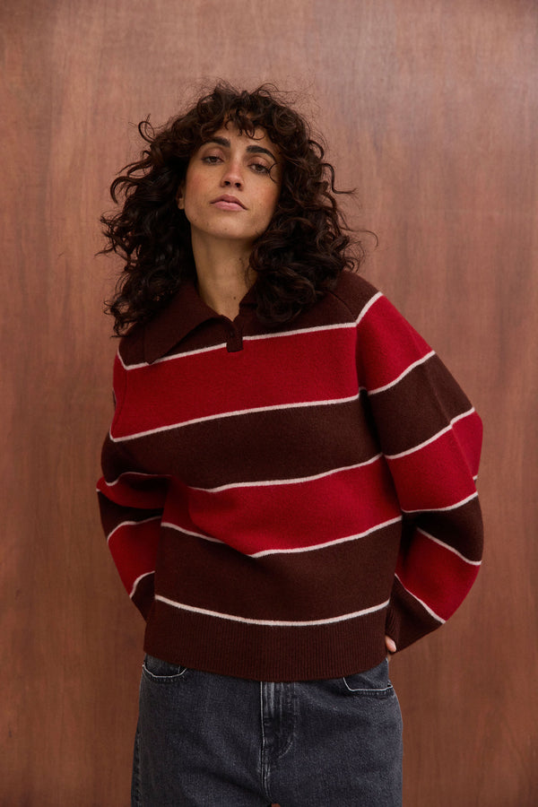 Pull Alicia rayures chocolat