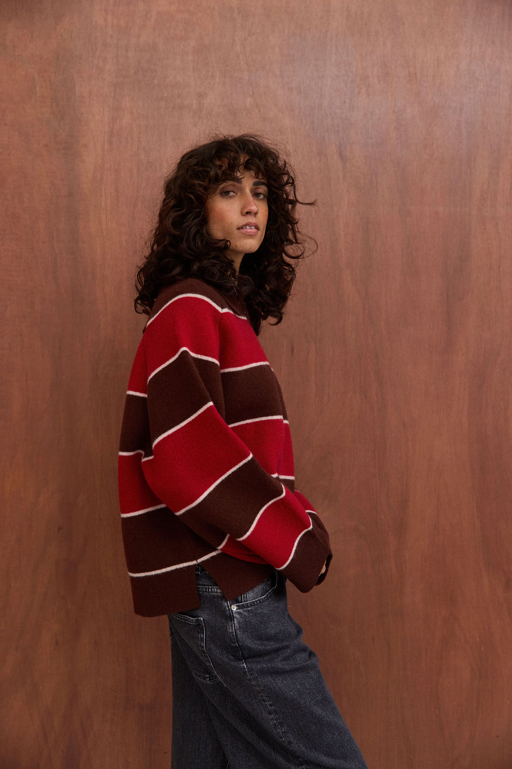 Pull Alicia rayures chocolat