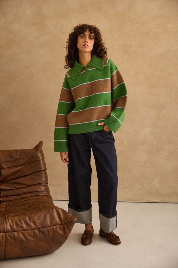 Pull Alicia rayures vertes