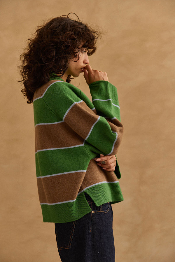 Pull Alicia rayures vertes
